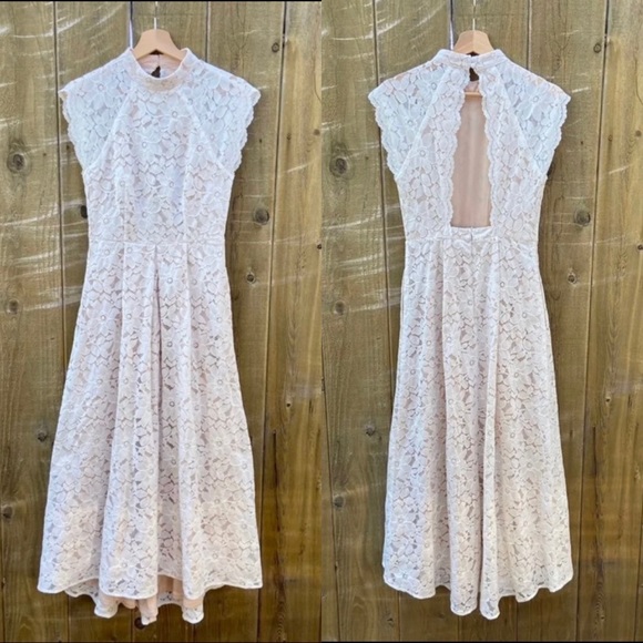 Sweetest White Lace High-Low Backless Midi Dress 🌿 - Picture 10 of 12